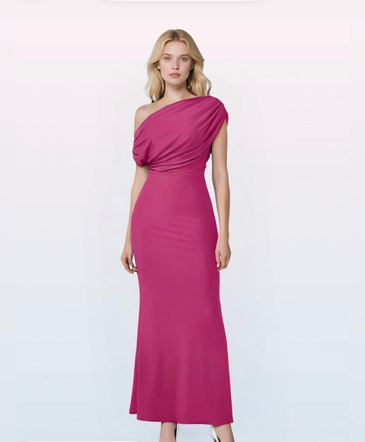 Élégant sans manches à épaules dénudées pour femmes Bodycon longue robe de soirée formelle tissu polyester