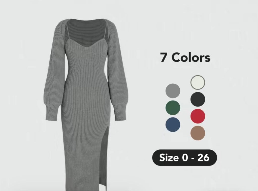 Ensemble de 2 pièces de robe pull, extensible et étreint votre silhouette