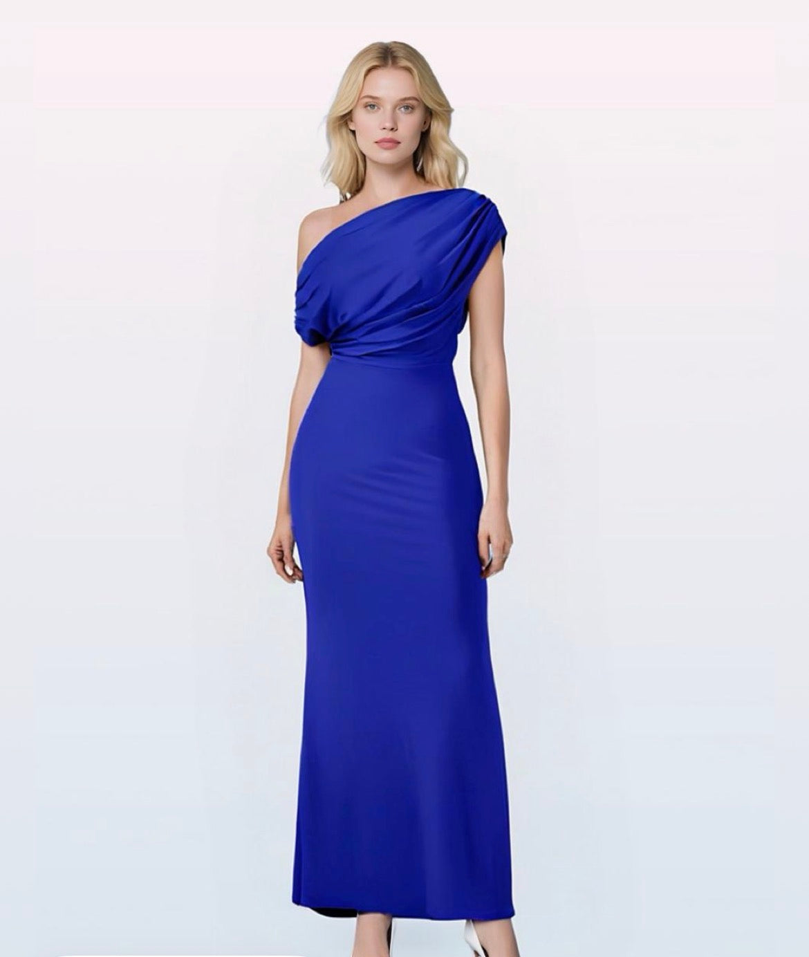 Élégant sans manches à épaules dénudées pour femmes Bodycon longue robe de soirée formelle tissu polyester